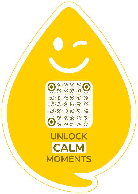 Vanilla CALM Duftanhänger mit QR-Code von ScanTheDrop vor ruhigem Hintergrund